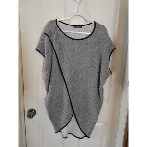 Nu Construction Women’s Medium Gray And Black Cross Over Midi Sweater Dress. B57